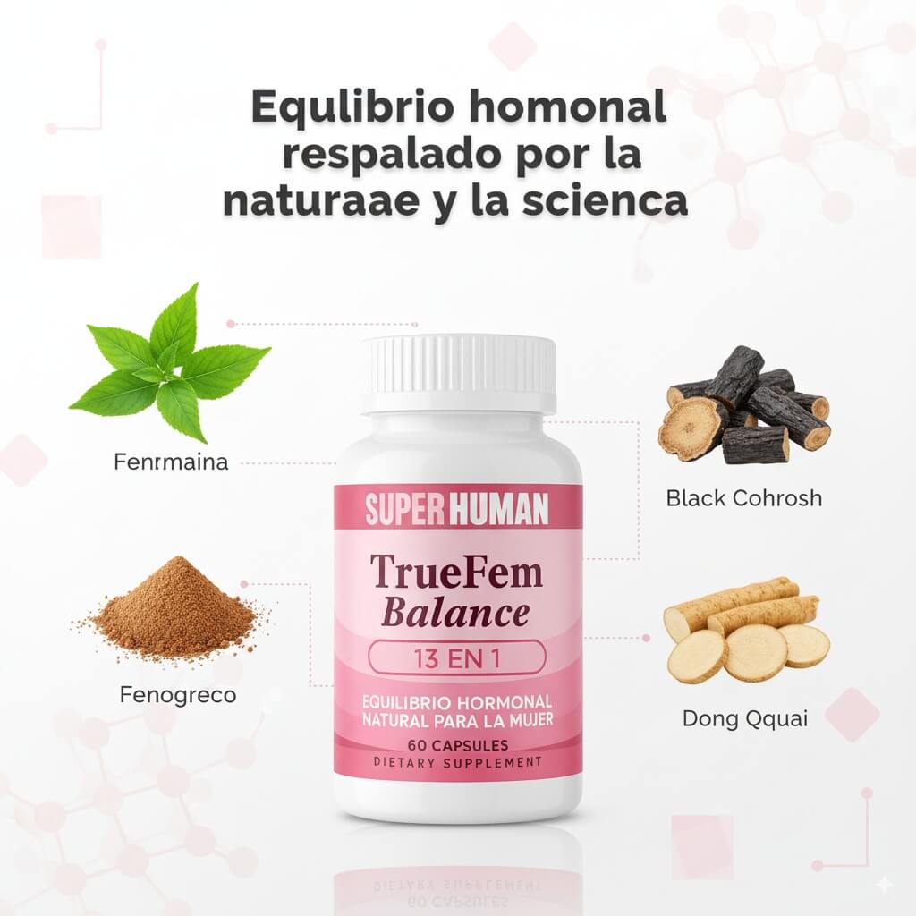 TrueFem Balance – Cápsulas para el Equilibrio Hormonal y Bienestar Femenino (60 Cápsulas) – SuperHuman™